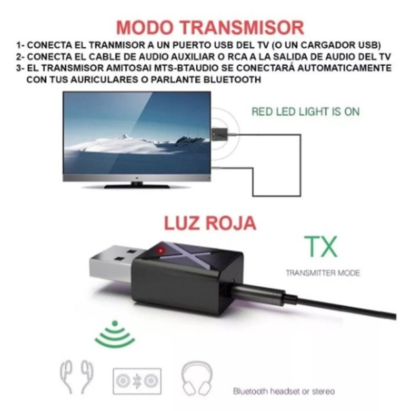 Adaptador Usb Netmak Bluetooth Transmisor/Receptor NM-BT8 para Parlantes o Estéreos - Imagen 2