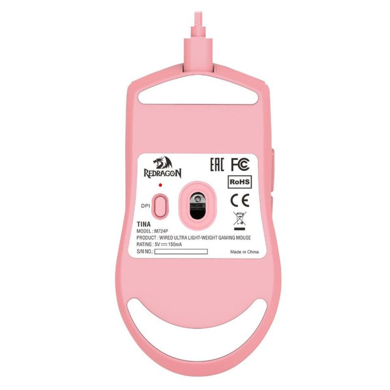 Mouse Gamer Redragon K1NG Rosa King M724P a Cable USB - Imagen 5