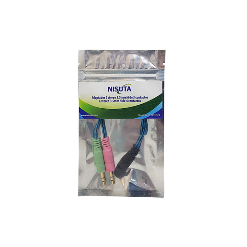 Adaptador 2 stereo macho a hembra de 4 contactos 3.5 NSADST2ST3 - Imagen 2