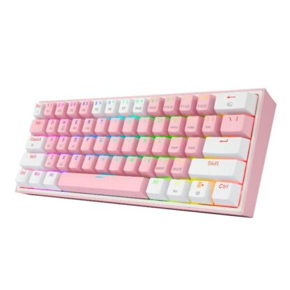 Teclado Gamer Redragon Fizz Pro K616 Rgb 60% ROSA + BLANCO BT/2.4Ghz RED
