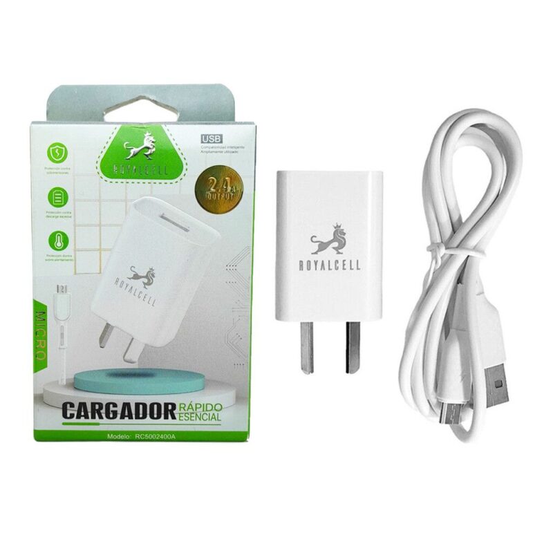 Cargador RoyalCell 2.4A Carga Rapida Micro(V8) RC5002400A