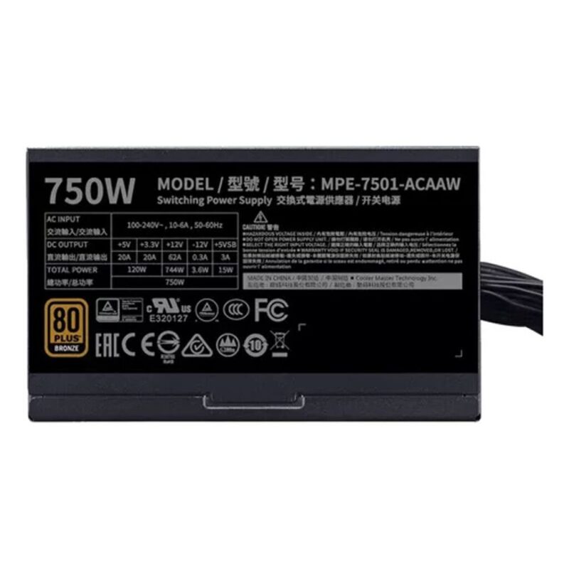 Fuente CM MWE BRONZE 750 V3 FR AR/WO cord CM-FUEMWE750V3A - Imagen 2
