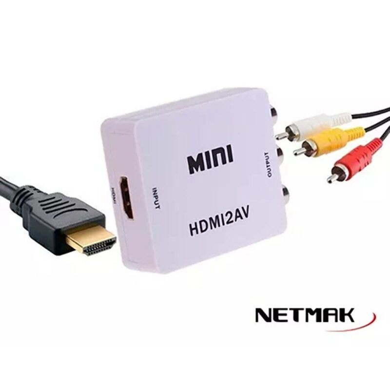 Conversor Hdmi A Aud/Vid Rca Adaptador Mini HDMI2AV Full Hd 1080p Netmak NM-HD4 - Imagen 3