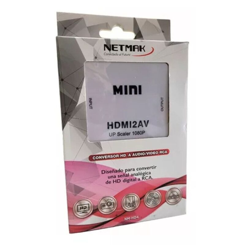 Conversor Hdmi A Aud/Vid Rca Adaptador Mini HDMI2AV Full Hd 1080p Netmak NM-HD4 - Imagen 7